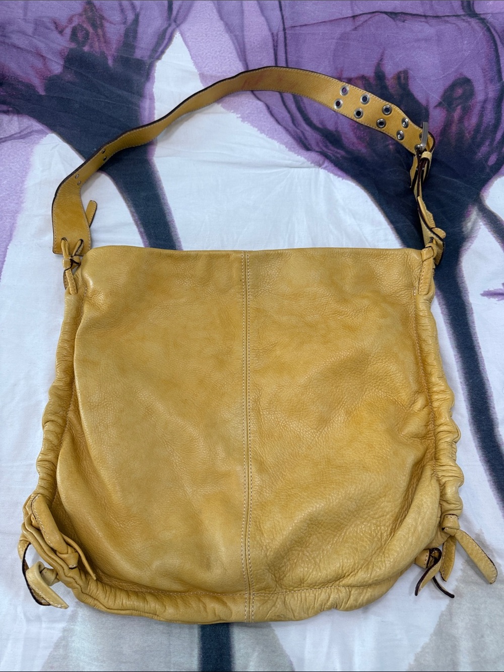 Casual Mustard Yellow Leather Shoulder Bag